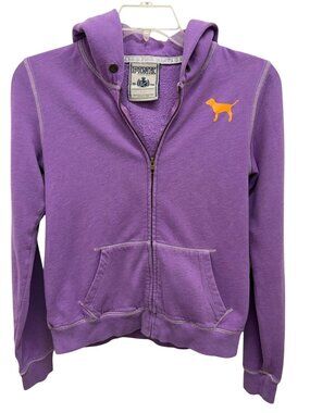 Vintage PINK Victorias Secret Purple Full Zip Hoodie Dog Logo Y2K Sweatshirt L